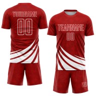 Maillot de football personnalisé à sublimation avec motifs de vent rouge et blanc