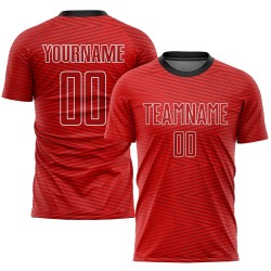 Maillot de football personnalisé à sublimation rouge et noir