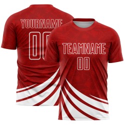 Maillot de football personnalisé à sublimation avec motifs de vent rouge et blanc