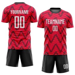 Maillot de football personnalisé à sublimation rouge, blanc et noir
