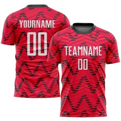 Maillot de football personnalisé à sublimation rouge, blanc et noir