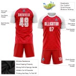 Maillot de football personnalisé à sublimation rouge et blanc pour extérieur