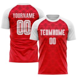 Maillot de football personnalisé à sublimation rouge et blanc pour extérieur