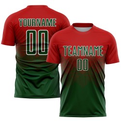 Maillot de football personnalisé à sublimation rouge, vert et blanc