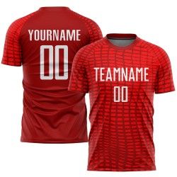 Maillot de football personnalisé à sublimation rouge et blanc