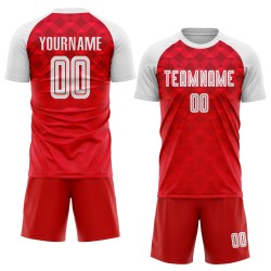 Maillot de football personnalisé à sublimation rouge et blanc pour extérieur Maillot de football personnalisé à sublimation rouge et blanc pour extérieur
