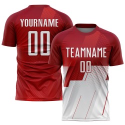 Maillot de football personnalisé à sublimation rouge et blanc