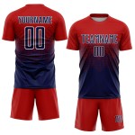 Maillot de football personnalisé à sublimation rouge, bleu marine et blanc Maillot de football personnalisé à sublimation rouge, bleu marine et blanc