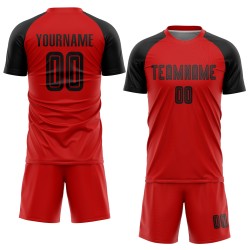 Maillot de football personnalisé rouge et noir par sublimation