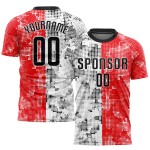Maillot de football personnalisé à sublimation rouge, noir et blanc Maillot de football personnalisé à sublimation rouge, noir et blanc