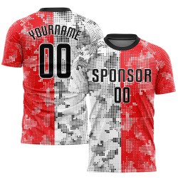 Maillot de football personnalisé à sublimation rouge, noir et blanc