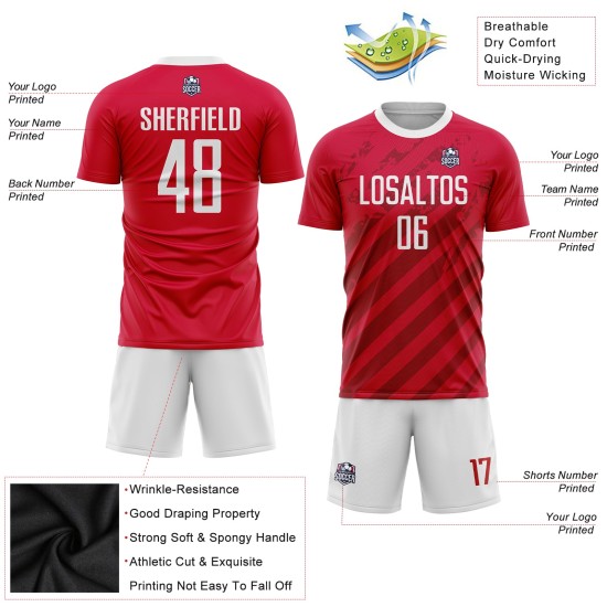 Maillot de football personnalisé à sublimation rouge et blanc