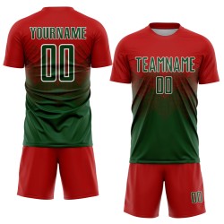 Maillot de football personnalisé à sublimation rouge, vert et blanc