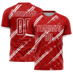 Maillot de football personnalisé à sublimation rouge et blanc