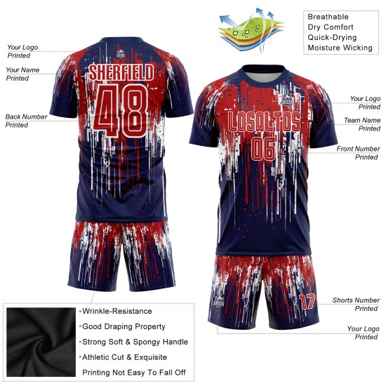 Maillot de football personnalisé à sublimation rouge royal et blanc