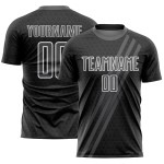 Maillot de football personnalisé à sublimation, lignes diagonales grises et blanches Maillot de football personnalisé à sublimation, lignes diagonales grises et blanches