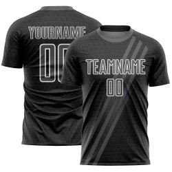 Maillot de football personnalisé à sublimation, lignes diagonales grises et blanches