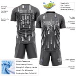 Maillot de football personnalisé à sublimation géométrique gris acier et blanc