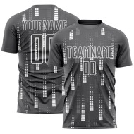 Maillot de football personnalisé à sublimation géométrique gris acier et blanc