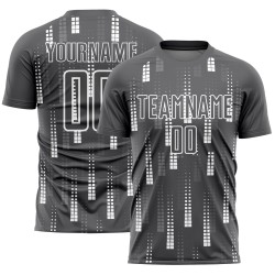 Maillot de football personnalisé à sublimation géométrique gris acier et blanc