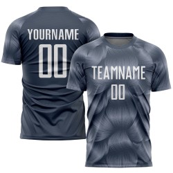 Maillot de football personnalisé gris acier et blanc par sublimation