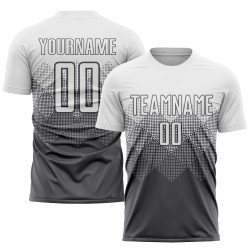 Maillot de football personnalisé gris acier et blanc par sublimation