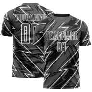 Maillot de football personnalisé à sublimation gris acier et blanc Lightning