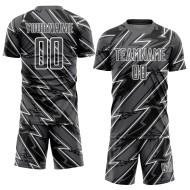 Maillot de football personnalisé à sublimation gris acier et blanc Lightning
