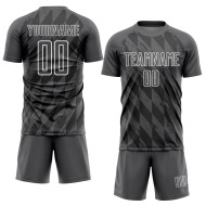 Maillot de football personnalisé à sublimation géométrique gris acier et blanc