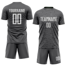 Maillot de football personnalisé gris acier et blanc par sublimation