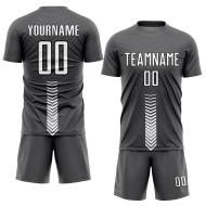 Maillot de football personnalisé à sublimation avec flèches grises, blanches et noires