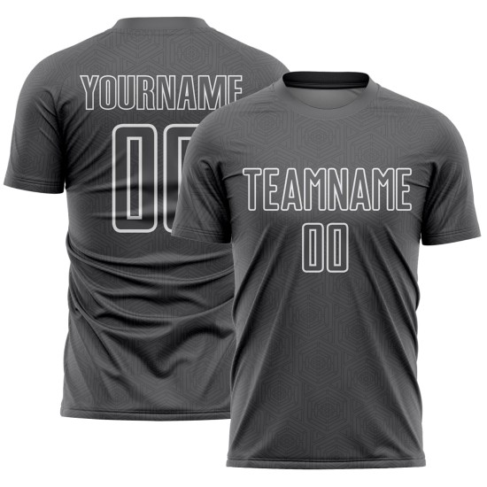 Maillot de football personnalisé à sublimation géométrique gris acier et blanc