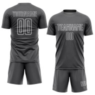 Maillot de football personnalisé à sublimation géométrique gris acier et blanc