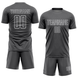 Maillot de football personnalisé à sublimation géométrique gris acier et blanc Maillot de football personnalisé à sublimation géométrique gris acier et blanc
