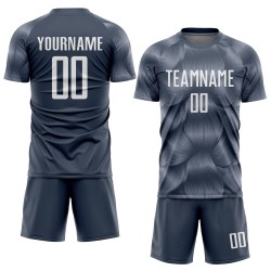 Maillot de football personnalisé gris acier et blanc par sublimation