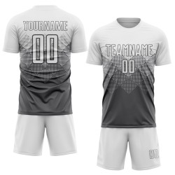 Maillot de football personnalisé gris acier et blanc par sublimation