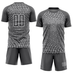 Maillot de football personnalisé à sublimation, lignes blanches et gris acier
