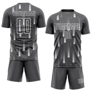 Maillot de football personnalisé à sublimation géométrique gris acier et blanc